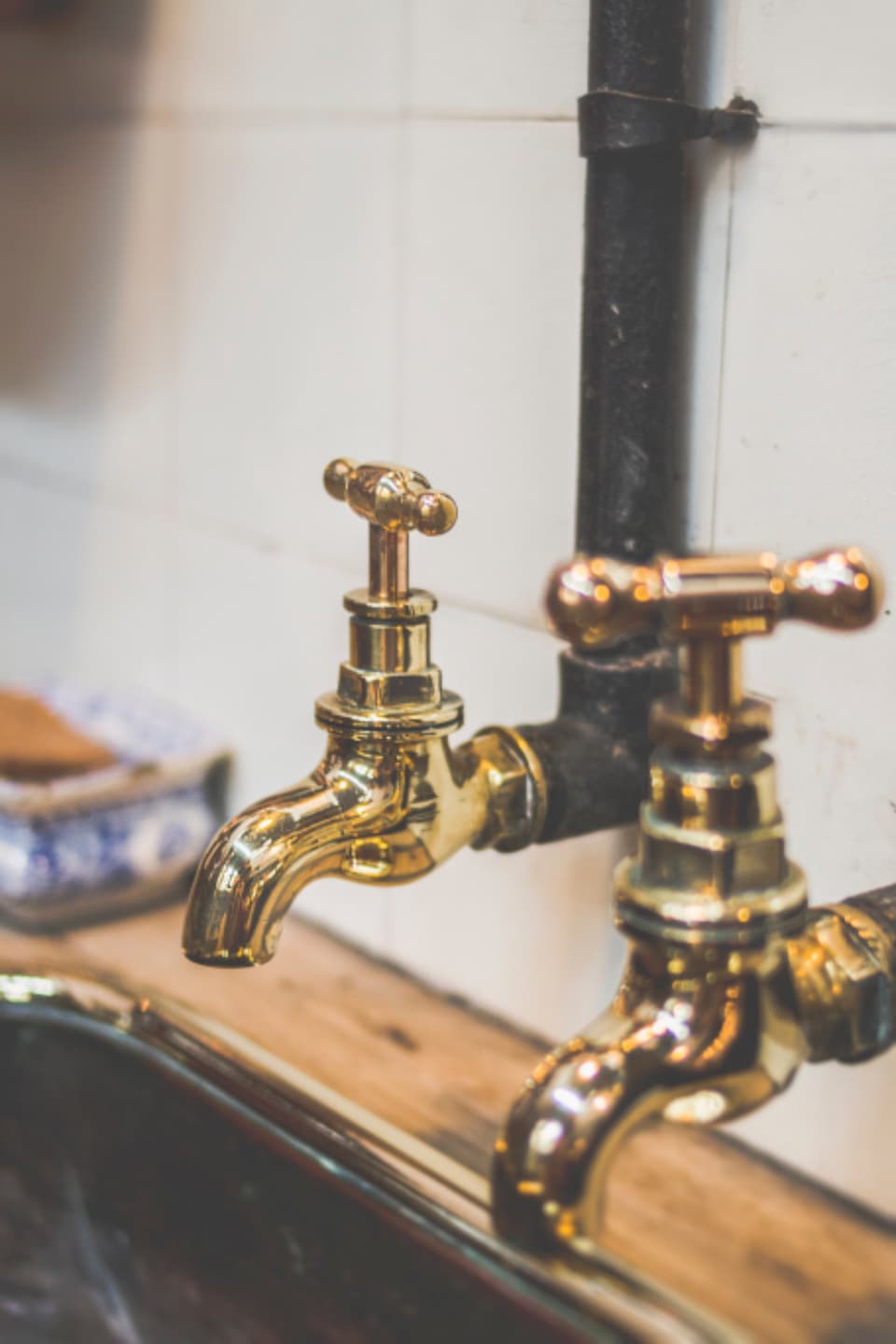 A brass tap and pipework